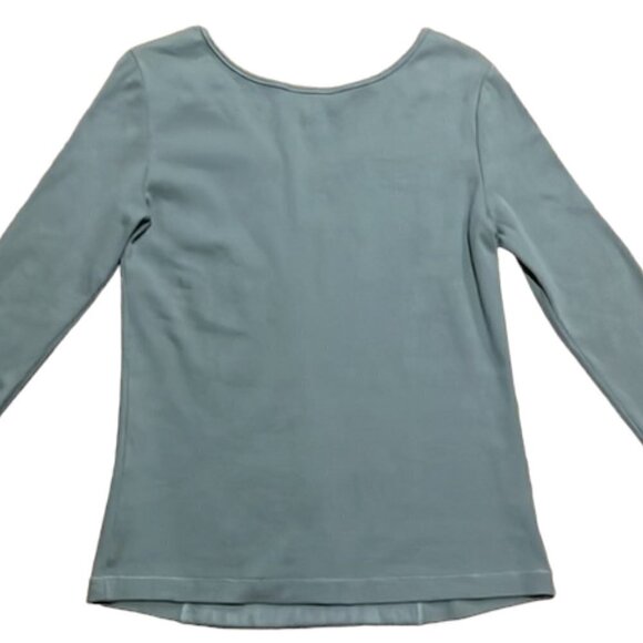 Sundance Womens Gray Long Sleeve V-Neck Top with Floral Embroidered Net Overlay - Picture 6 of 8